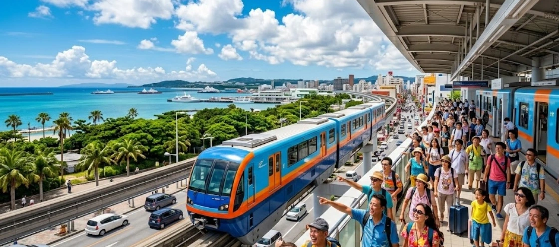 나하 공항에서 시내 국제거리 진입 교통망 유이레일 노 1