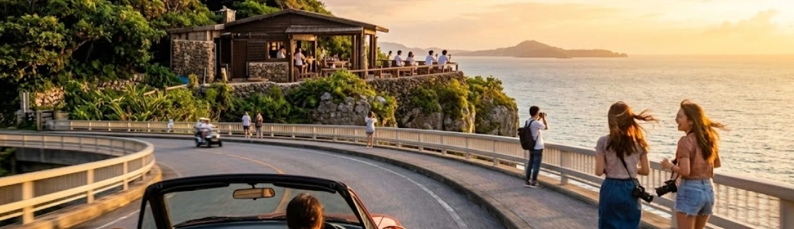 남부 드라이브의 정점: 니라이카나이 다리와 숨겨진 로컬 스폿 공략 - 오키나와 남부 해안도로 절벽 위 오션뷰 카페 투어, 쿠루쿠마 등 인기 카페 웨이팅 꿀팁 실전 가이드