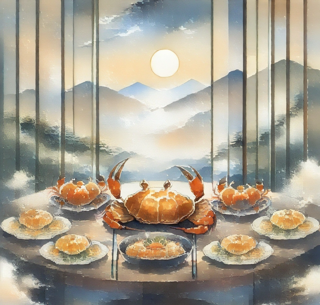 김이 모락모락 나는 홋카이도산 가리비 구이와 신선한 털게 찜이 차려진 료칸의 저녁 식탁 전경 도야호수 전망이 예술인 삿포로 근교 료칸 탐방: 산스이테이 vs 노노카제 어디를 갈까? - 김이 모락모락 나는 홋카이도산 가리비 구이와 신선한 털게 찜이 차려진 료칸의 저녁 식탁 전경