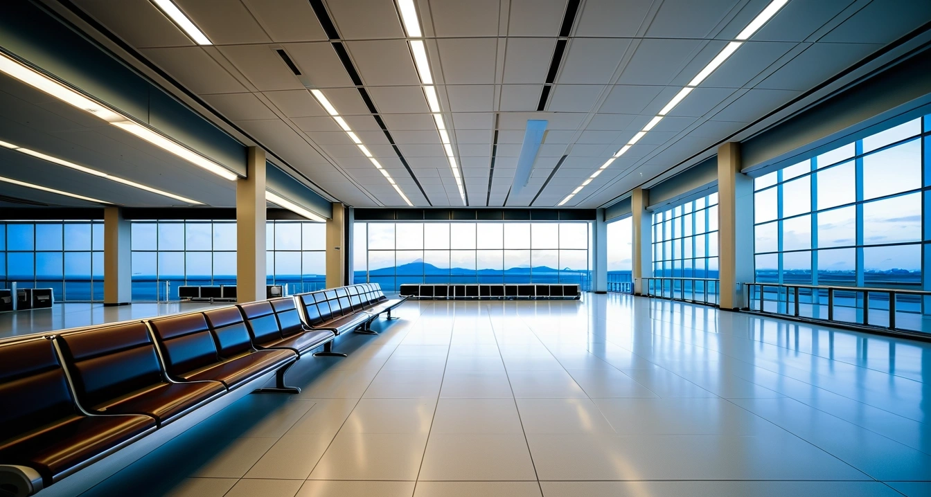 나하 공항 참고 이미지 : 나하 공항 고요한 새벽의 나하 국제공항 내부