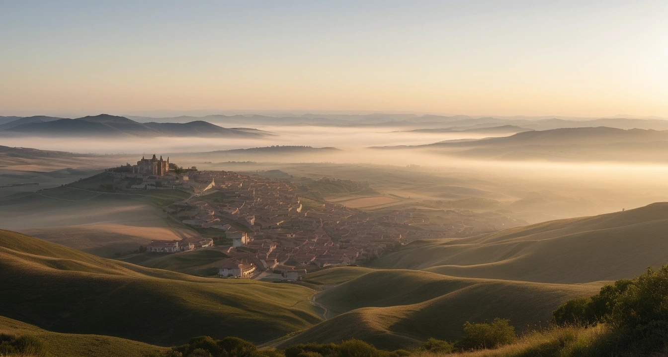 돈키호테<br>- 도쿄 돈키호테 방문 시 필수 체크리스트 (a scenic Quixote city landscape, morning mist, cinematic travel photography, no people)