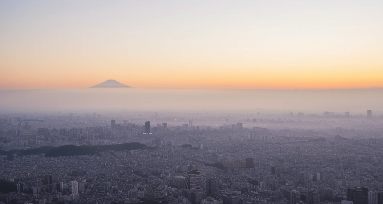도쿄<br>- 나리타 공항 고속버스 시간표 및 도심 이동 전략 (a scenic tokyo city landscape, morning mist, cinematic travel photography, no people)