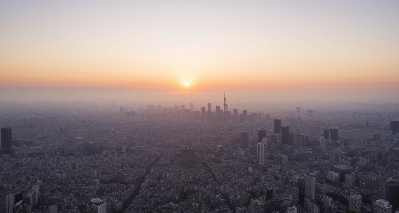 도쿄<br>- 현지식과 쇼핑을 고려한 도쿄 도심 동선 설계 (a scenic tokyo city landscape, morning mist, cinematic travel photography, no people)