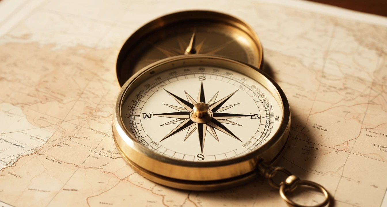 clean vintage brass compass folded antiq 1