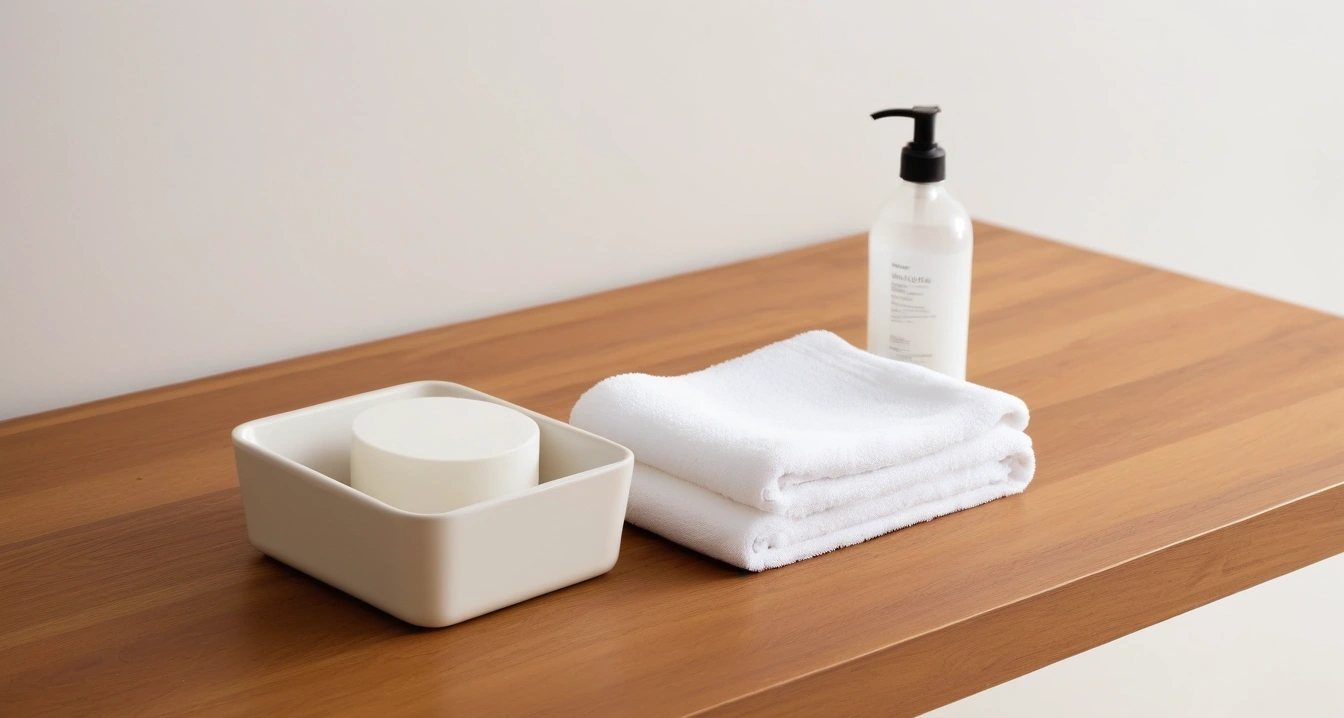 neatly folded white cotton towel minimal 3
