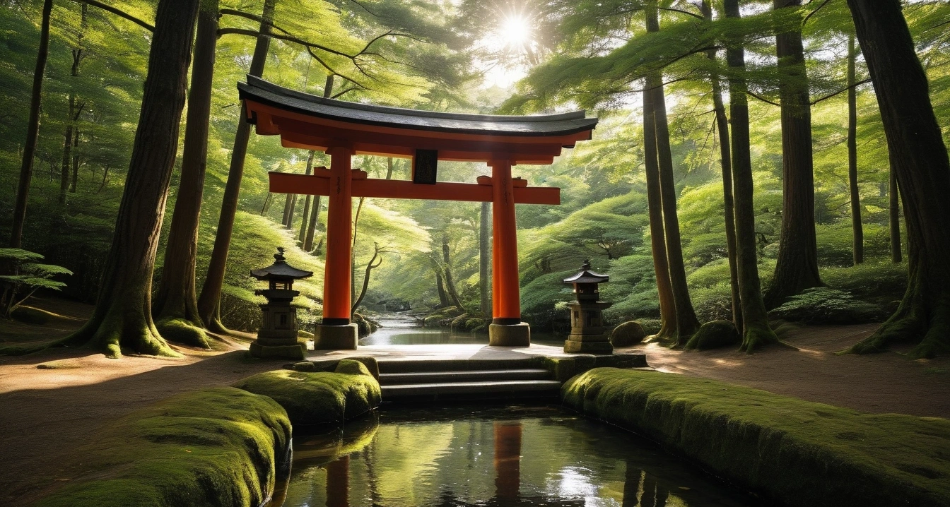 a serene shinto shrine path in hokkaido 1