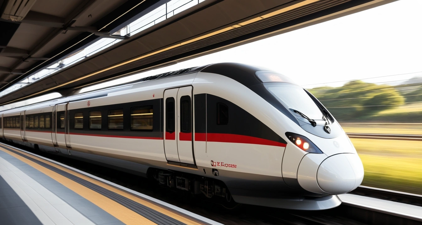 a sleek high speed train gliding through 1