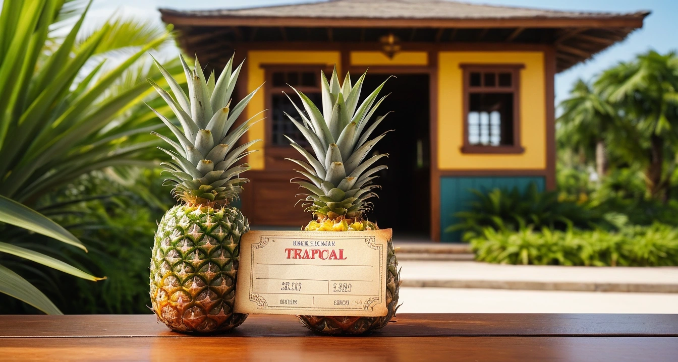 a vintage leather resting on a tropical 1