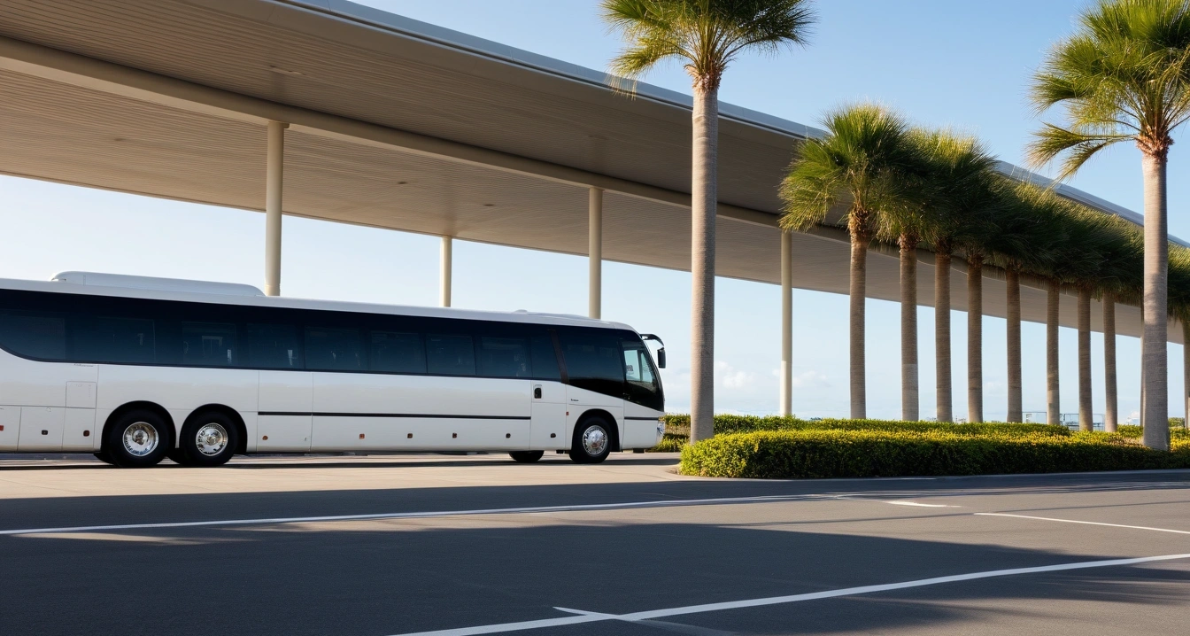 okinawa airport limousine bus parked at 1