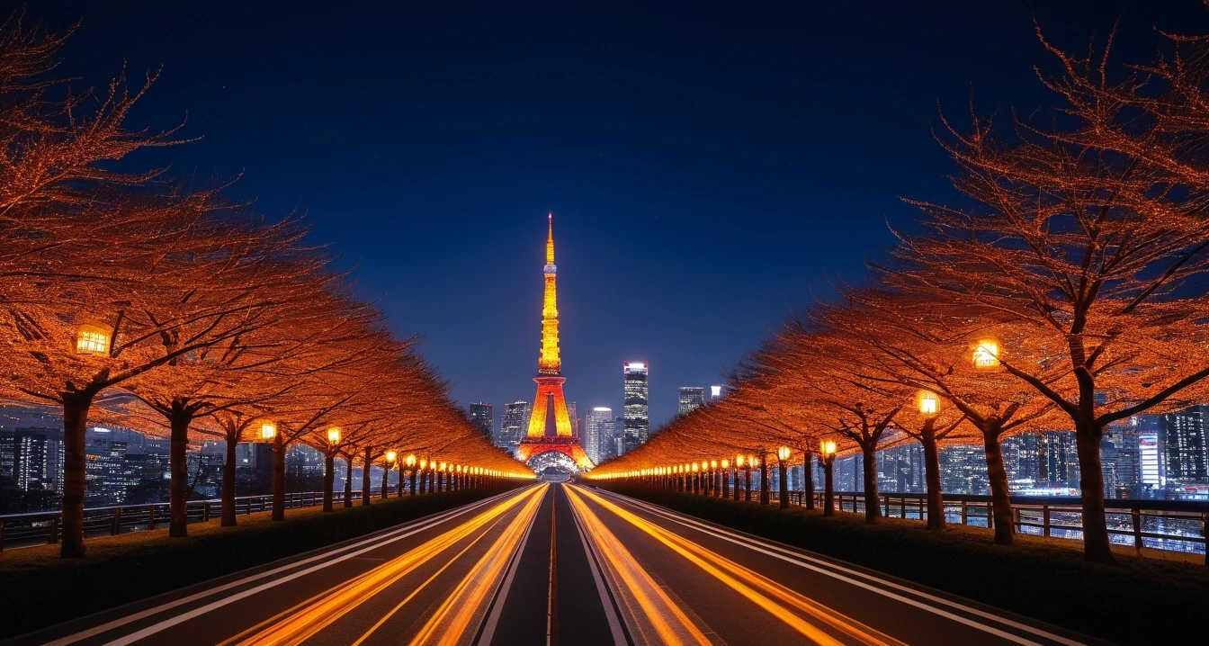 panoramic view of roppongi hills at nigh 1