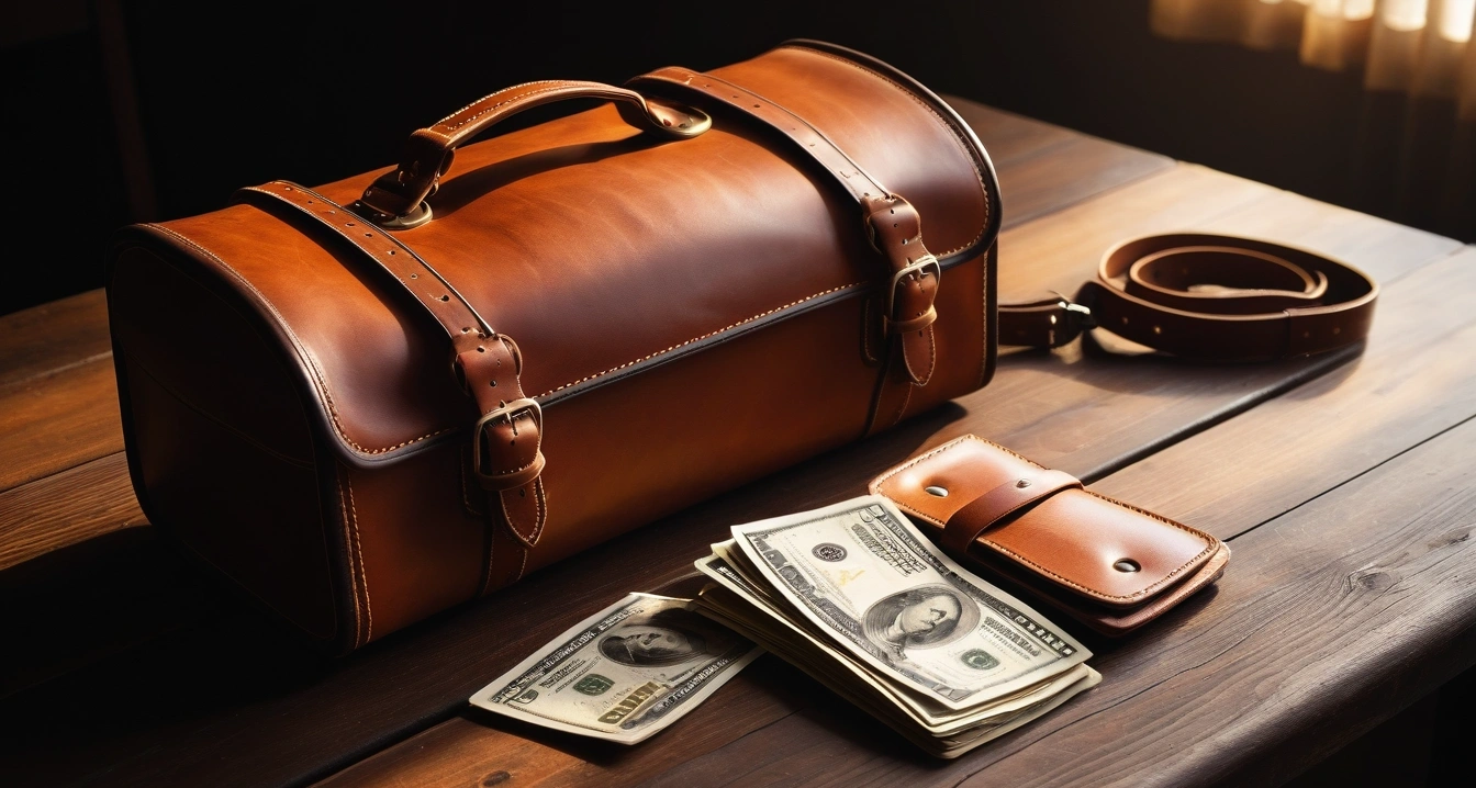 vintage leather a blank leather luggage 1